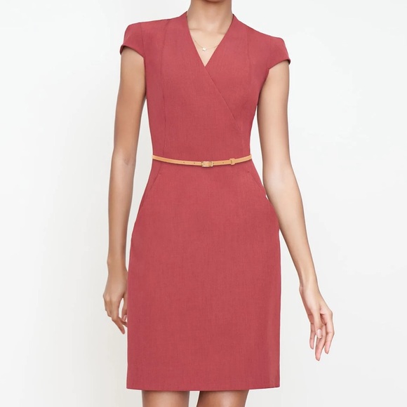 MM Lafleur Dresses & Skirts - NWT MM‎ LAFLEUR Felisa 2.0 Faux Wrap Twill Sheath Dress in Brick Red